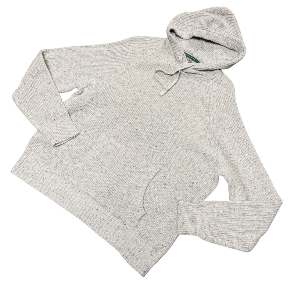 American Eagle Mens XL Oatmeal Speckled Knit Hoodie Ribbed Cotton Blend Sweater